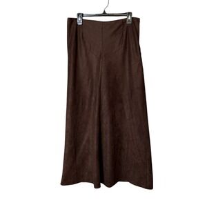 Vtg Faux Suede Maxi Skirt Size 10 Western Ranch Cowgirl Brown Rodeo Grunge Boho